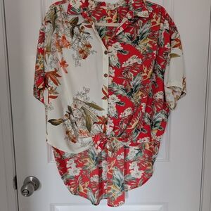Floral Red and White Men's Shirt